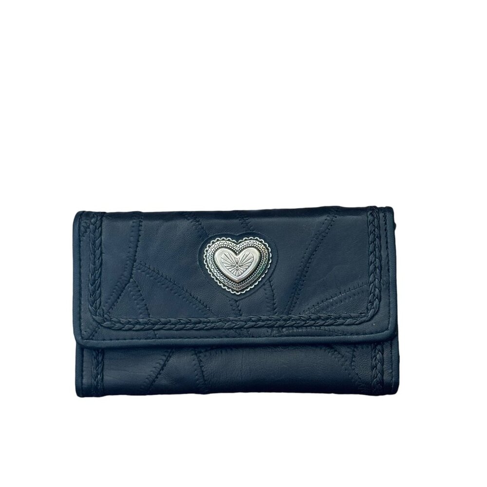 Vintage FGSS CORP. Black Leather Patchwork Wallet